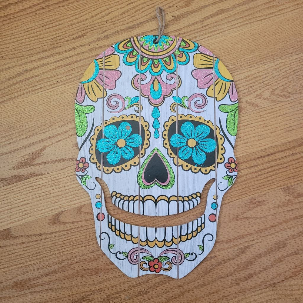 Glittery Sugar Skull Wall Decor - Día de Los Muertos